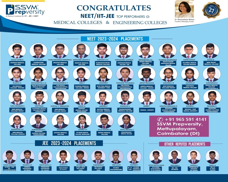 SSVM Institutions NEET JEE IIT Toppers